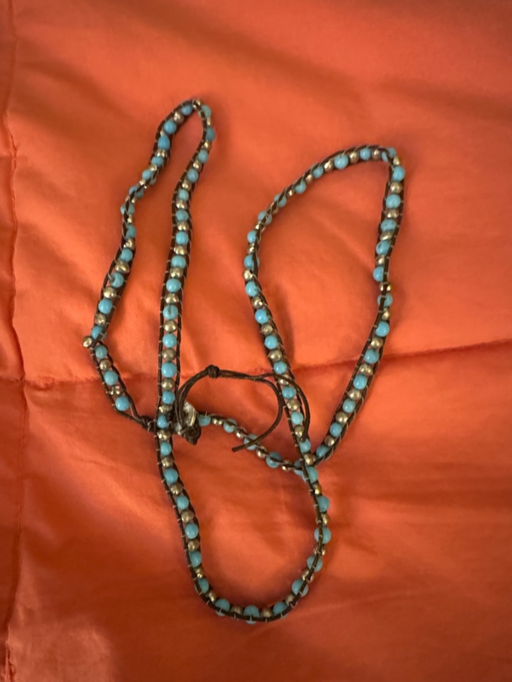 Handcrafted Turquoise Bead Wrap Necklace - Blue